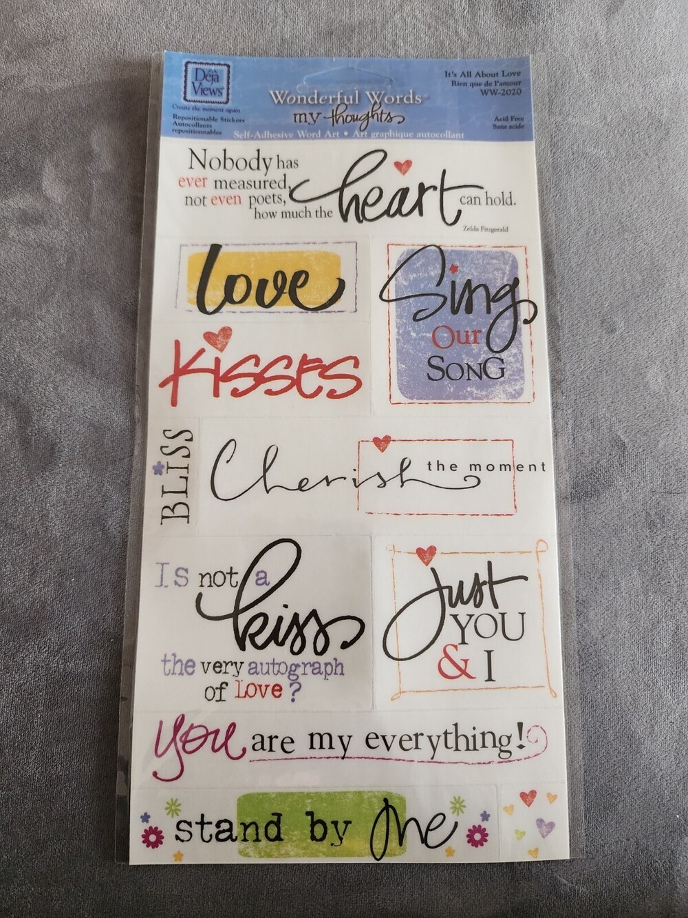Deja Views Wonderful Words Self Adhesive Word Art It's All About Love New #3